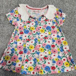 MINI BODEN Floral Peter Pan Collar Short Sleeve T-Shirt